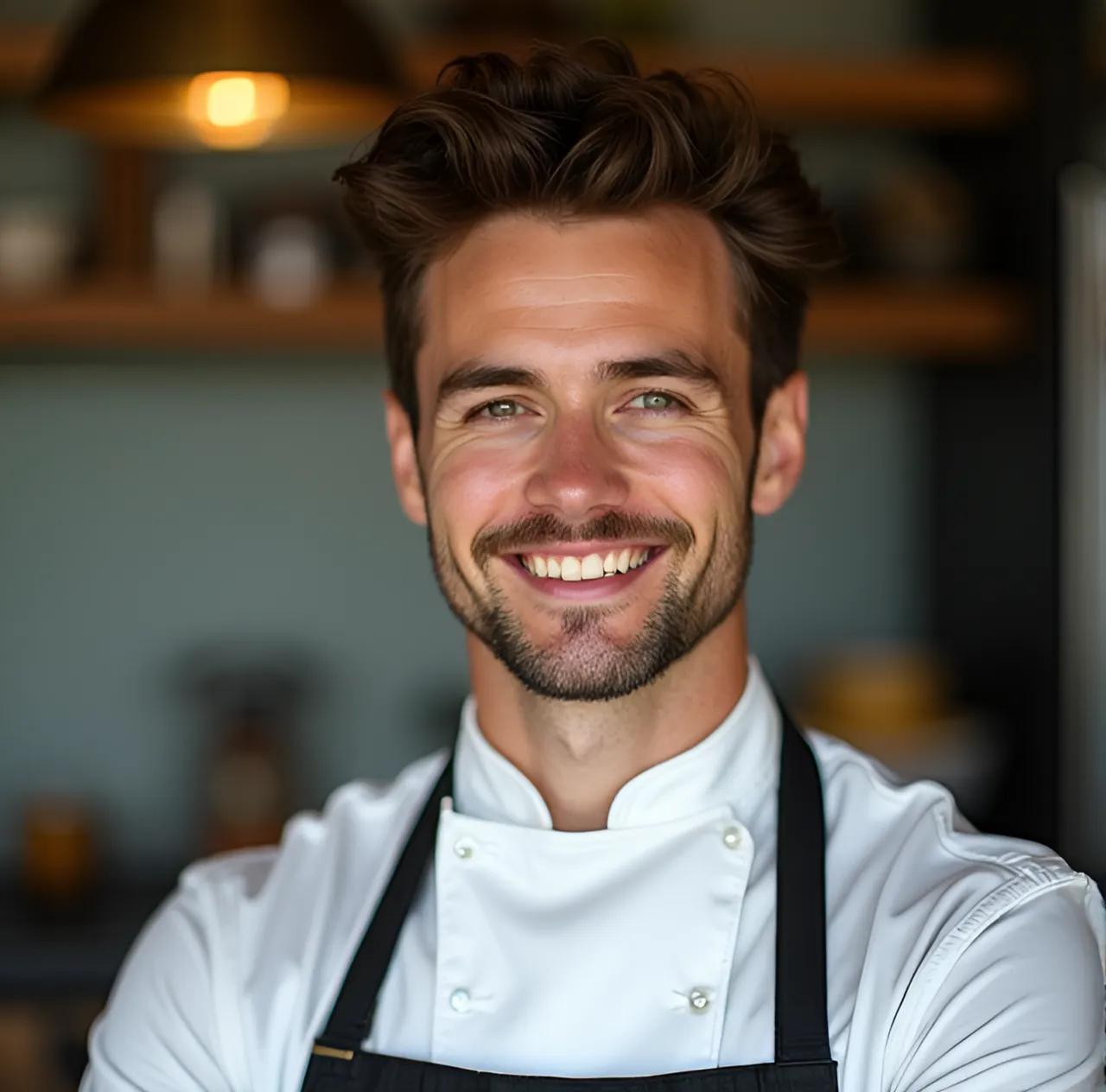 Smiling chef in kitchen