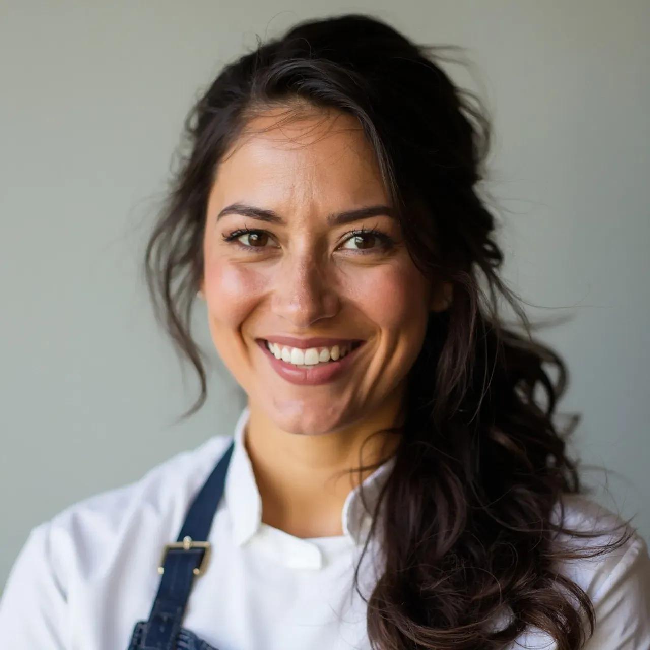 smiling woman in apron