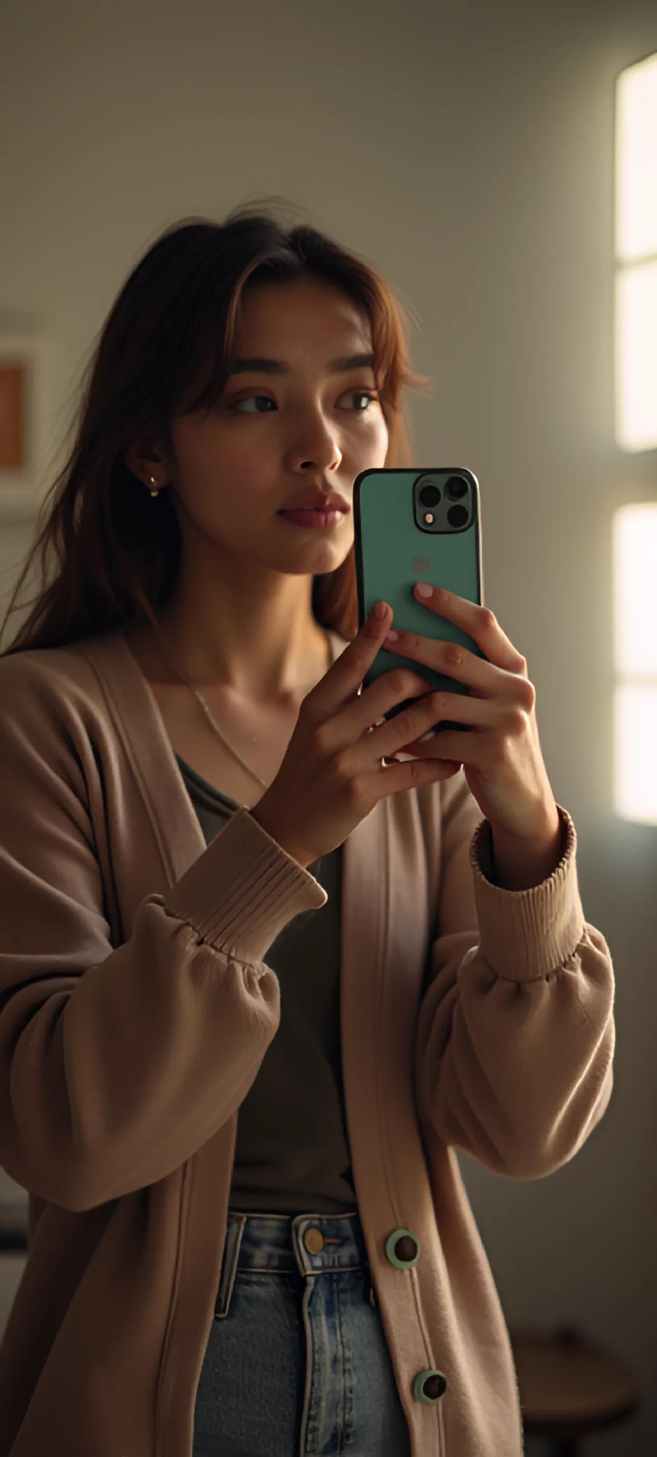 Woman holding a smartphone